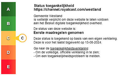 Label status toegankelijkheid C voor Channel Royal Webcast Westland