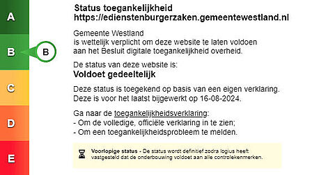 Label status toegankelijkheid Centric eDiensten Burgerzaken Westland